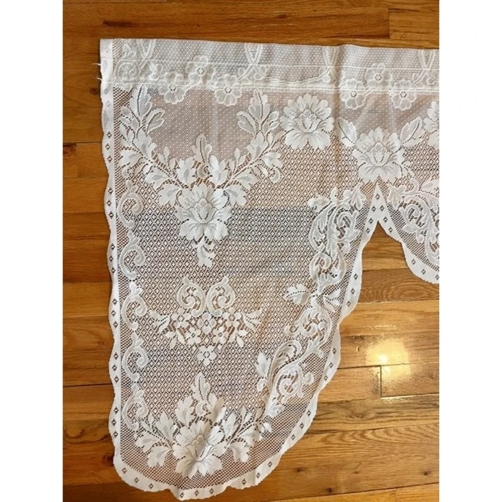 Vintage Ivory Lace Valance Swag Curtain